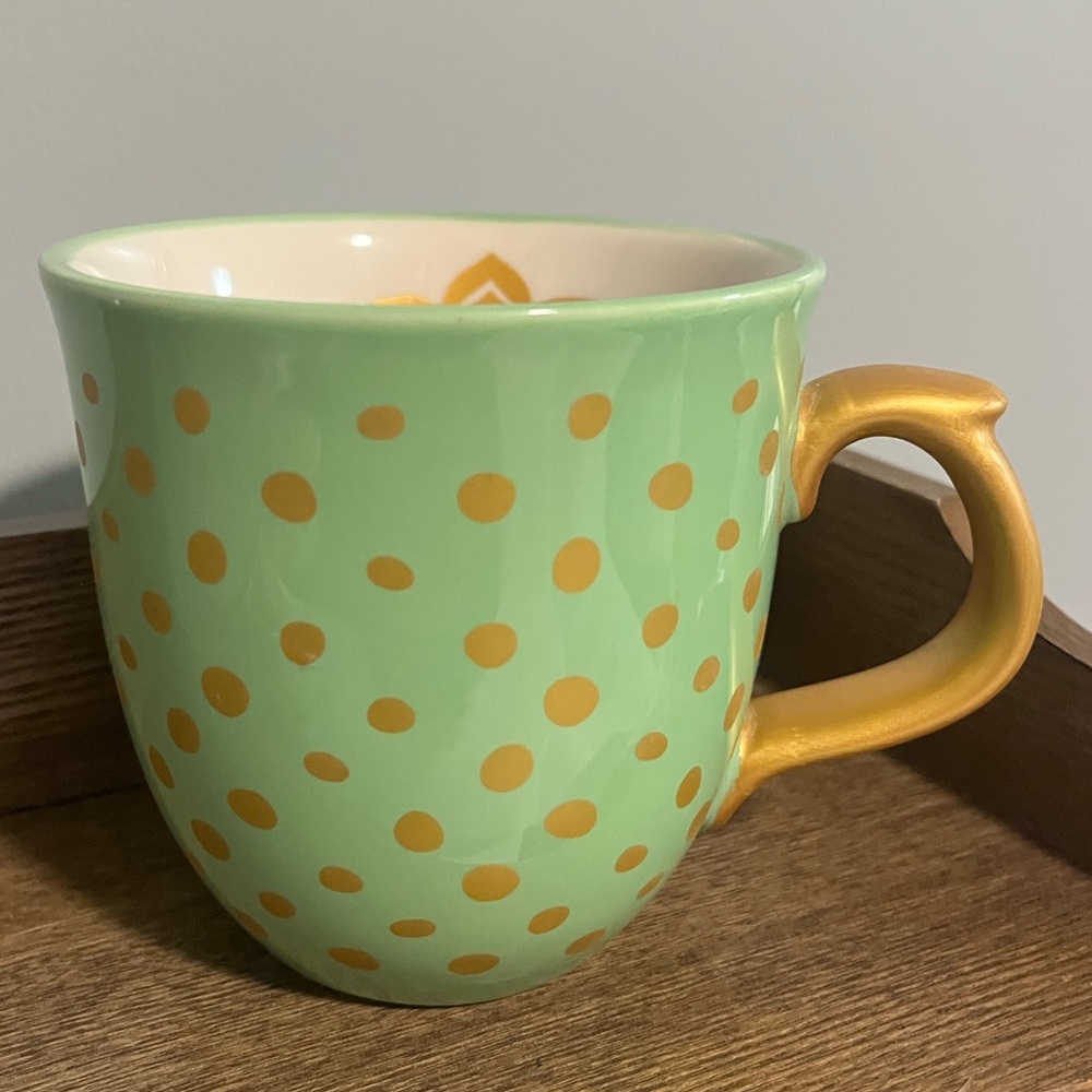 Rare 🌸 EUC The Pioneer Woman Holiday Green & Gold Polkadot Mug, Qty 1